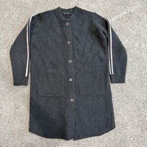 Pagesimao Cashmere Superfine Wool Elephant Grey Snap Jacket Cardigan Women’s S